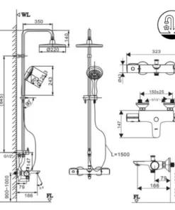 Vòi Sen Cây INAX BFV-3415T-9C Nhiệt Độ - 14 Vòi Sen Cây INAX BFV-3415T-9C Nhiệt Độ - 13