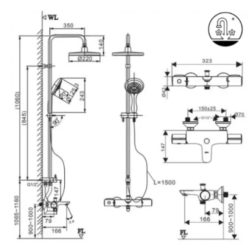 Vòi Sen Cây INAX BFV-3415T-9C Nhiệt Độ - 7