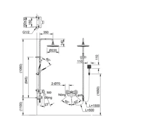 Vòi Sen Cây INAX BFV-50S-5C Nóng Lạnh - 5