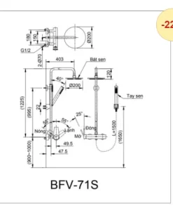 Vòi Sen Cây INAX BFV-71S Nóng Lạnh - 10 Vòi Sen Cây INAX BFV-71S Nóng Lạnh - 9