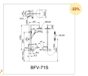 Vòi Sen Cây INAX BFV-71S Nóng Lạnh - 9