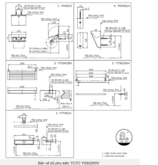 Bộ Phụ Kiện TOTO YS902N5V 5 Món - 5