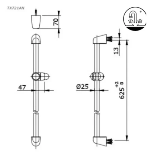 Thanh Trượt Sen Tắm TOTO TX721AN - 7