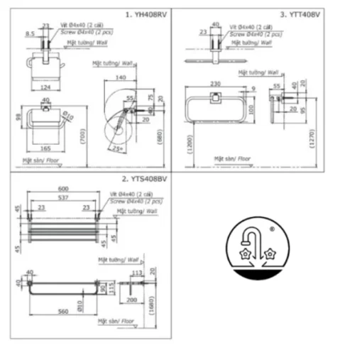 Bộ Phụ Kiện TOTO YS408N3V 3 Món - 7
