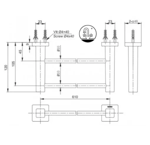 Thanh Vắt Khăn TOTO YT408W6V Đôi - 7