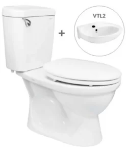 Bồn Cầu VIGLACERA VI77 2 Khối Nắp Thường Kèm Lavabo VTL2 - 5