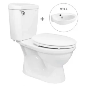 Bồn Cầu VIGLACERA VI77 2 Khối Nắp Thường Kèm Lavabo VTL2 - 5