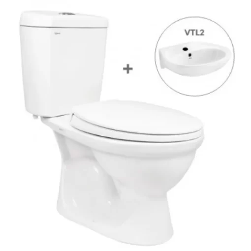 Bồn Cầu VIGLACERA VI88 Nắp Êm 2 Khối Kèm Lavabo VTL2 - 3
