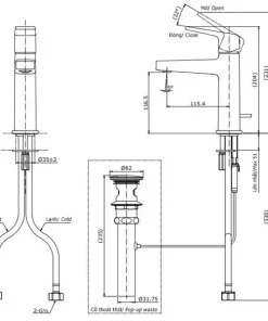 Vòi Lavabo TOTO TLG10301V Gật Gù Nóng Lạnh GB - 9