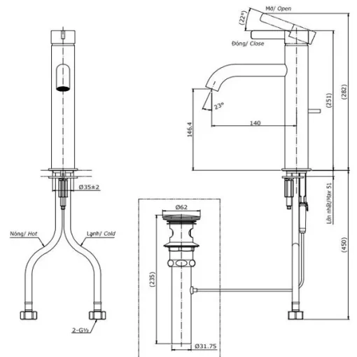 Vòi Lavabo TOTO TLG11303V Gật Gù Nóng Lạnh GF - 5