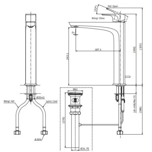 Vòi Lavabo TOTO TLG07305V Gật Gù Nóng Lạnh GE - 5