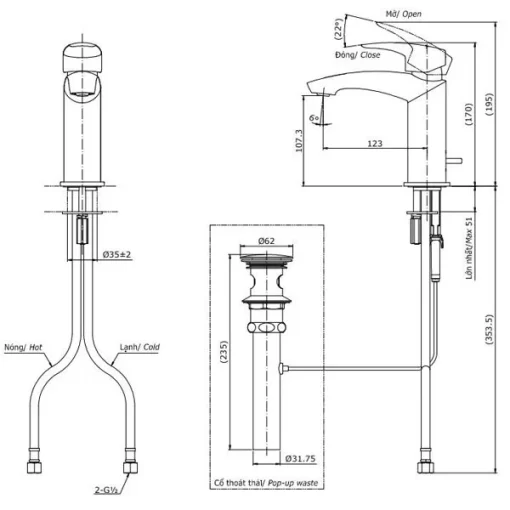 Vòi Lavabo TOTO TLG09301V Gật Gù Nóng Lạnh GM - 5