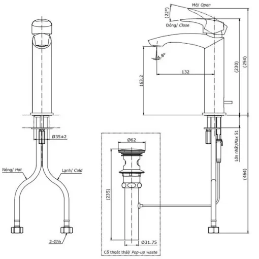 Vòi Lavabo TOTO TLG09303V Gật Gù Nóng Lạnh GM - 5