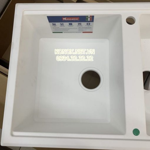 Granite sink Phoenix 860 BlackSiphon, giá úp bát inox KONOX - 47