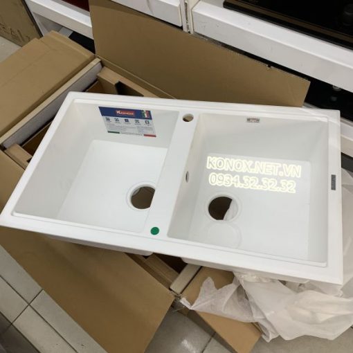 Granite sink Phoenix 860 GreySiphon, giá úp bát inox KONOX - 17