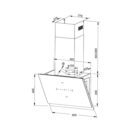 Máy hút khói khử mùi áp tường MC 60GTC