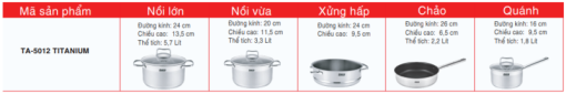 BỘ NỒI ĐUN LORCA TA-5012 TITANIUM