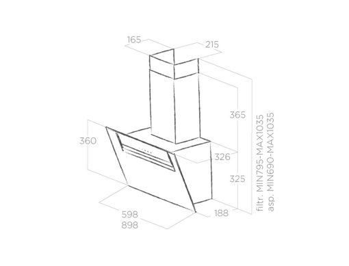 Máy hút mùi áp tường Elica SHEEN-S BL/A/90 PRF0166929 - 3