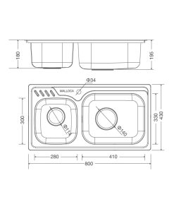 Chậu rửa chén Malloca MS-1003 NEW - 3 CHẬU RỬA CHÉN MALLOCA MS-1003 NEW