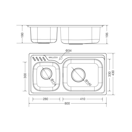CHẬU RỬA CHÉN MALLOCA MS-1003 NEW