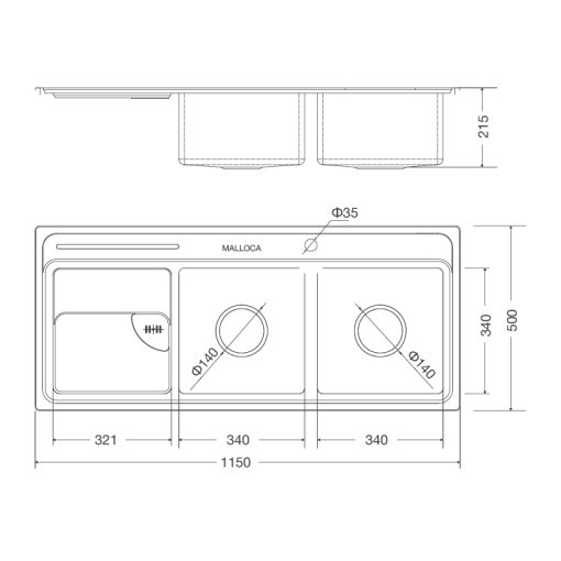CHẬU RỬA CHÉN MALLOCA MS-8816 N