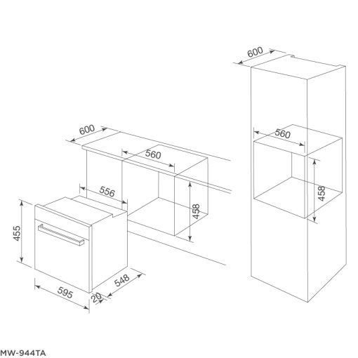 LÒ NƯỚNG KẾT HỢP VI SÓNG ÂM TỦ MALLOCA MW-944TF