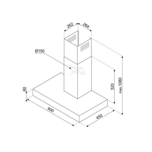 MÁY HÚT MÙI GẮN TƯỜNG SMEG KBT600XE 536 84 433