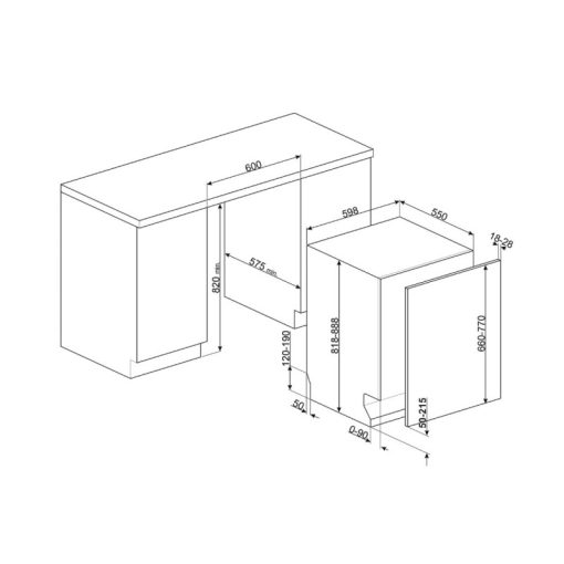 MÁY RỬA CHÉN ÂM TOÀN PHẦN SMEG STL323BL 536 24 621