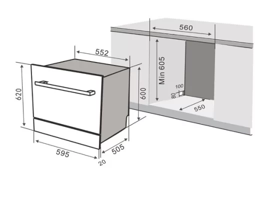 MÁY RỬA CHÉN ÂM TỦ KAFF KF BISMS8 PLUS