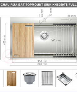 Chậu rửa chén bát KONOX KN8050TS Full - 8 Chậu rửa chén bát KONOX KN8050TS Full