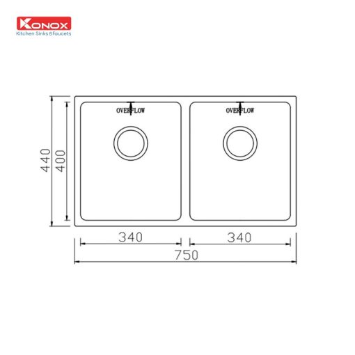 Chậu rửa bát KONOX CUBE 7544DU