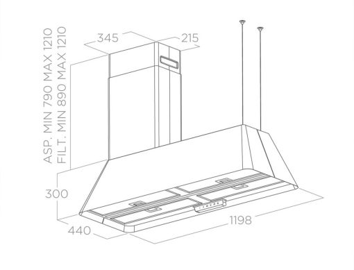 Máy hút mùi đảo Elica IKONA MAXXI PURE BL MAT/F/120 PRF0171195 - 3