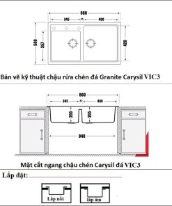 CHẬU RỬA CHÉN CARYSIL VIC3-03/NERA (ĐEN) - 6 CARYSIL VIC3-03/NERA