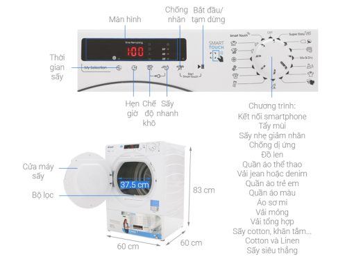 MÁY SẤY THÔNG HƠI CANDY 9KG CS V9DF-S - 3