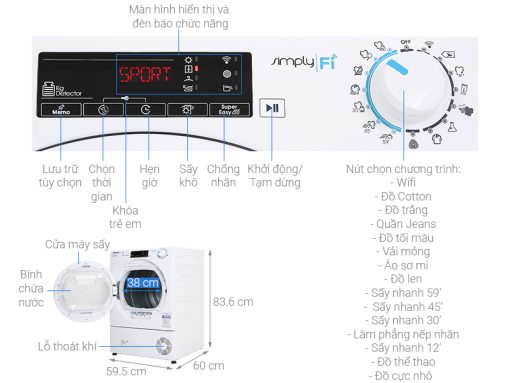 MÁY SẤY NGƯNG TỤ CANDY 10KG CSO C10TE-S - 3