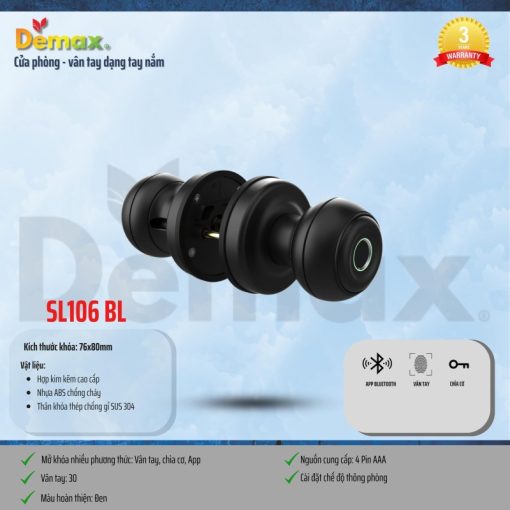 Khóa vân tay DEMAX SL106 BL tiêu chuẩn Đức - 5