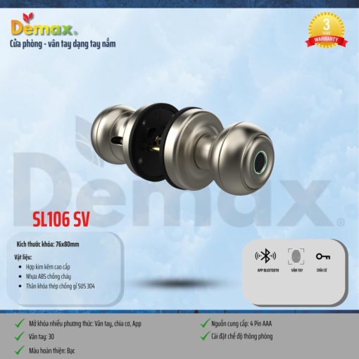 Khóa vân tay DEMAX SL106 SV tiêu chuẩn Đức - 5