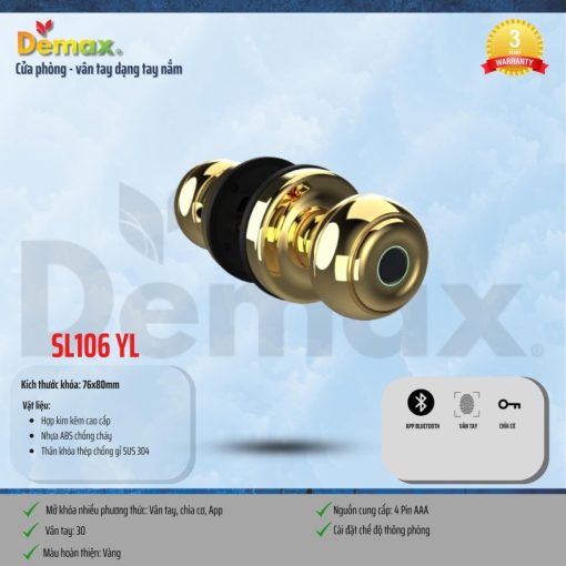Khóa vân tay DEMAX SL106 YL tiêu chuẩn Đức - 5