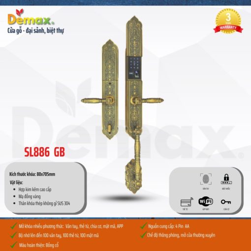 Khóa cửa đại sảnh DEMAX SL886 GB tiêu chuẩn Đức - 4