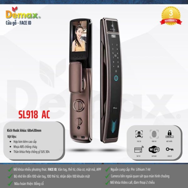 Khóa nhận diện khuôn mặt DEMAX SL918 AC tiêu chuẩn Đức - 4