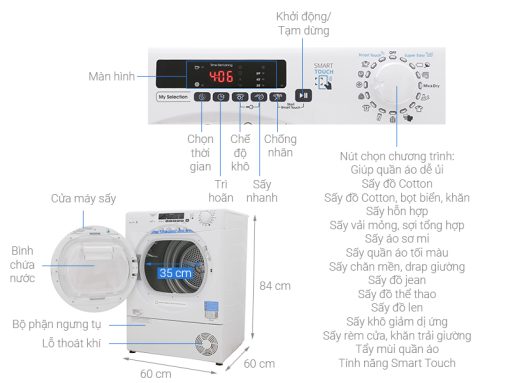 MÁY SẤY NGƯNG TỤ CANDY 9KG GVS C9DE-S - 3