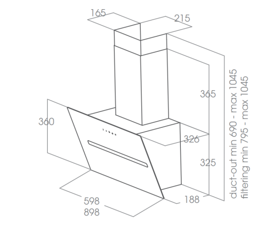 Máy hút mùi áp tường Elica SHY-S BL/A/90 PRF0166933 - 3