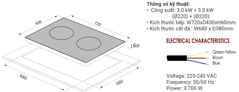 BẾP TỪ ĐÔI ÂM TOMATE TOM 02I-G8