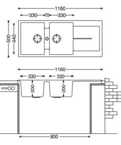 CHẬU RỬA CHÉN CARYSIL ENC1-18/CHAMPAGNE (VÀNG KEM) - 6 CARYSIL ENC1-18/CHAMPAGNE