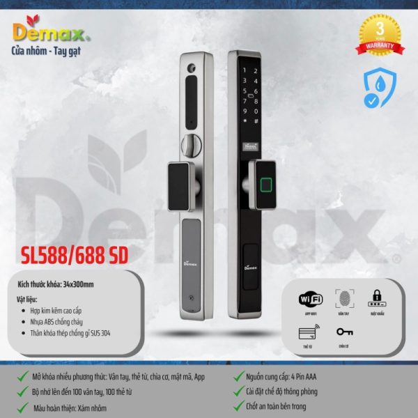 Khóa thông minh DEMAX SL688 SD tiêu chuẩn Đức - 4