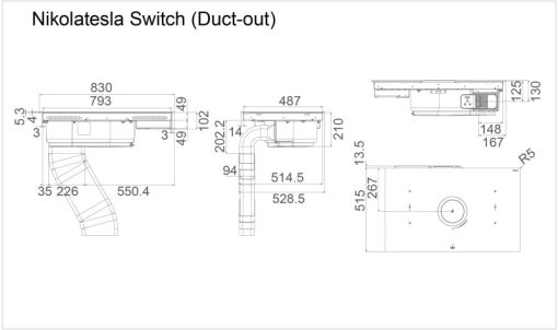 Bếp từ kết hợp máy hút mùi Elica NIKOLATESLA SWITCH BL/F/83 PRF0146210A - 5