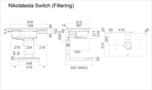 Bếp từ kết hợp máy hút mùi Elica NIKOLATESLA SWITCH BL/F/83 PRF0146210A - 7