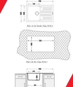 CHẬU RỬA CHÉN CARYSIL WAL1-10/ANERA (XÁM TRO) - 6 CARYSIL WAL1-10/ANERA