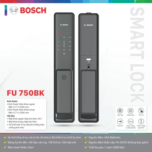Khóa cửa vân tay BOSCH FU 750BK - 1