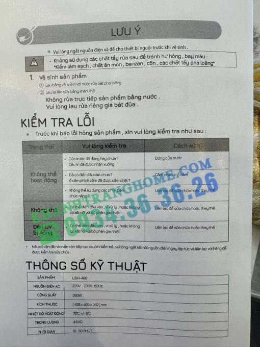 MÁY TIỆT TRÙNG ĐA NĂNG HAWONKOO USH-400 NHẬP KHẨU THÁI LAN - 41